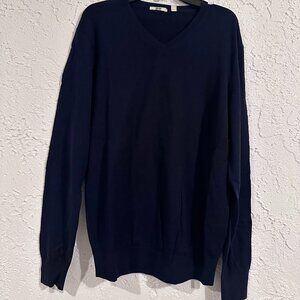 UNIQLO Men’s 100% Pure Wool V-Neck Sweater – Navy – Size M (JP) ✨